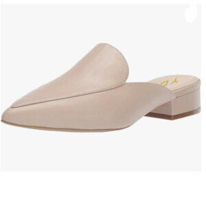 YDN  Nude Low Heel Comfort Mules Slip on Backless Sandals Pointed Toe Slipper